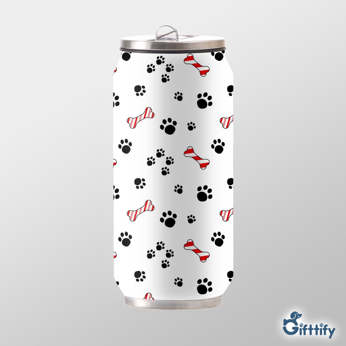 Merry Christmas With Bone And Dog Paw Can Thermos Cup