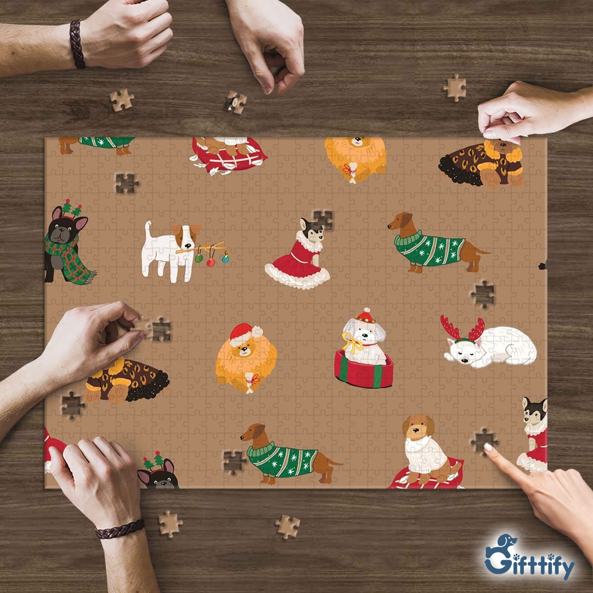 Cute Dog In Christmas Clothing Puzzle