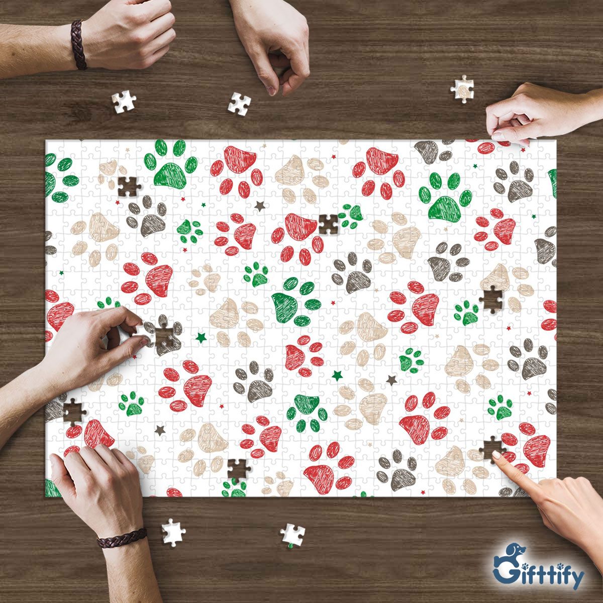 Merry Christmas With Full Colors Dog Paw Puzzle