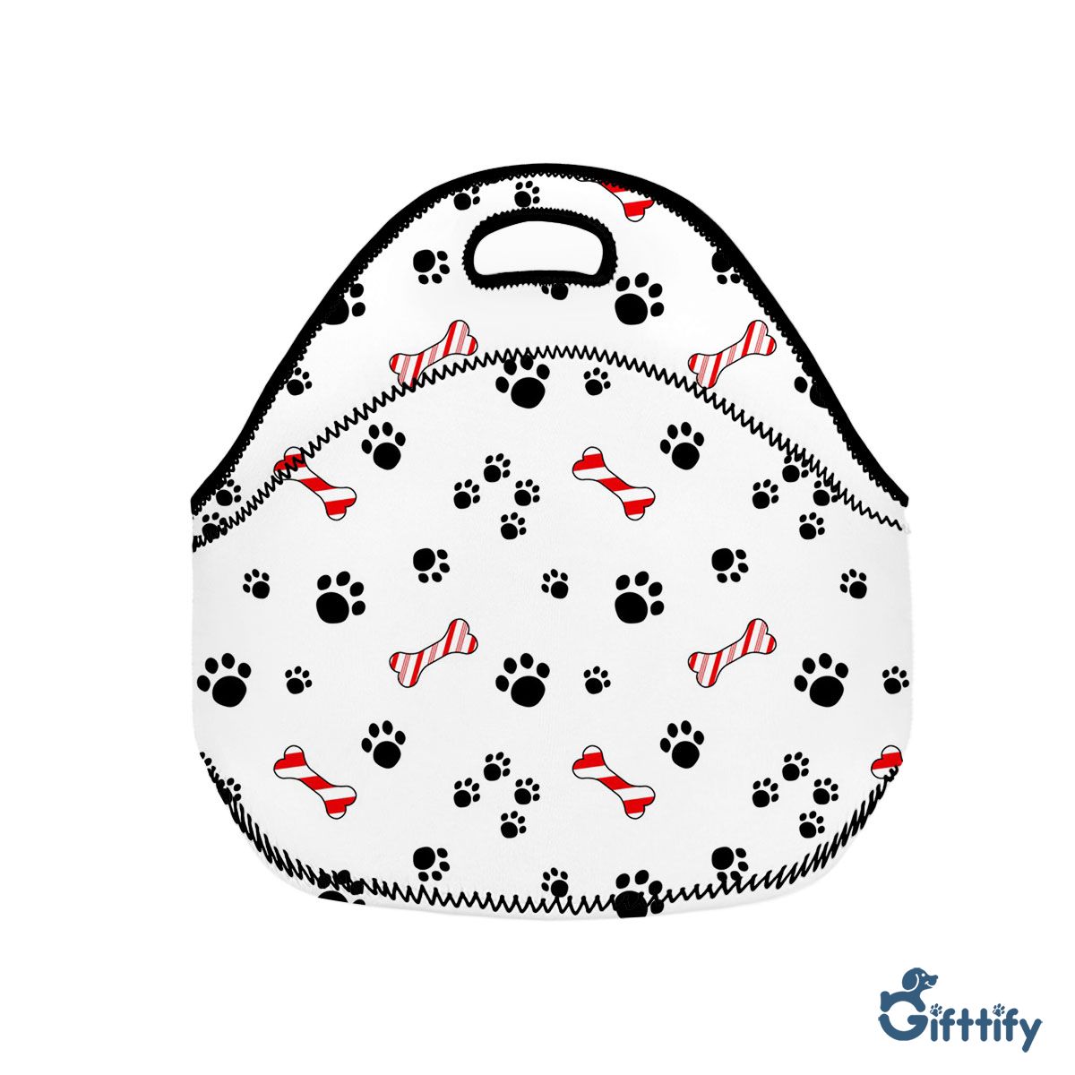 Merry Christmas With Bone And Dog Paw Neoprene Lunch Bags