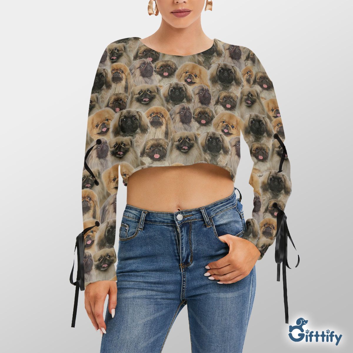 Pekingese A Punch Of Lovely Dogs Cropped Sweatshirt