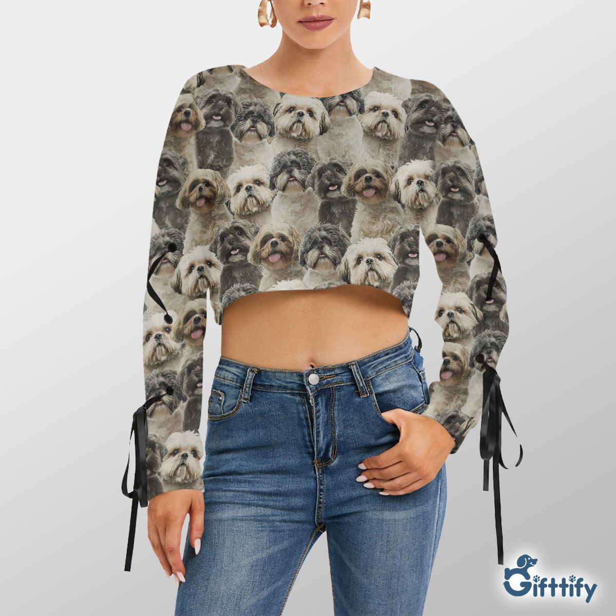 Shih Tzu A Punch Of Lovely Dogs Cropped Sweatshirt