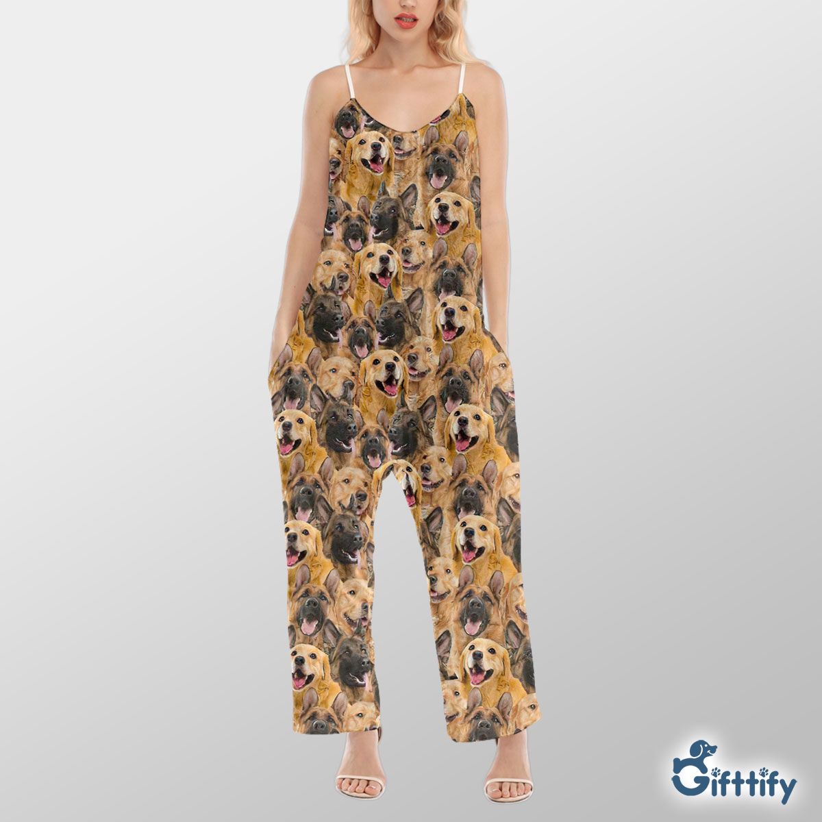 German Shepard   Golden Retriever A Punch Of Lovely Dogs Cami Jumpsuit