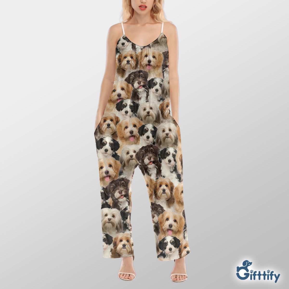 Havanese A Punch Of Lovely Dogs Cami Jumpsuit