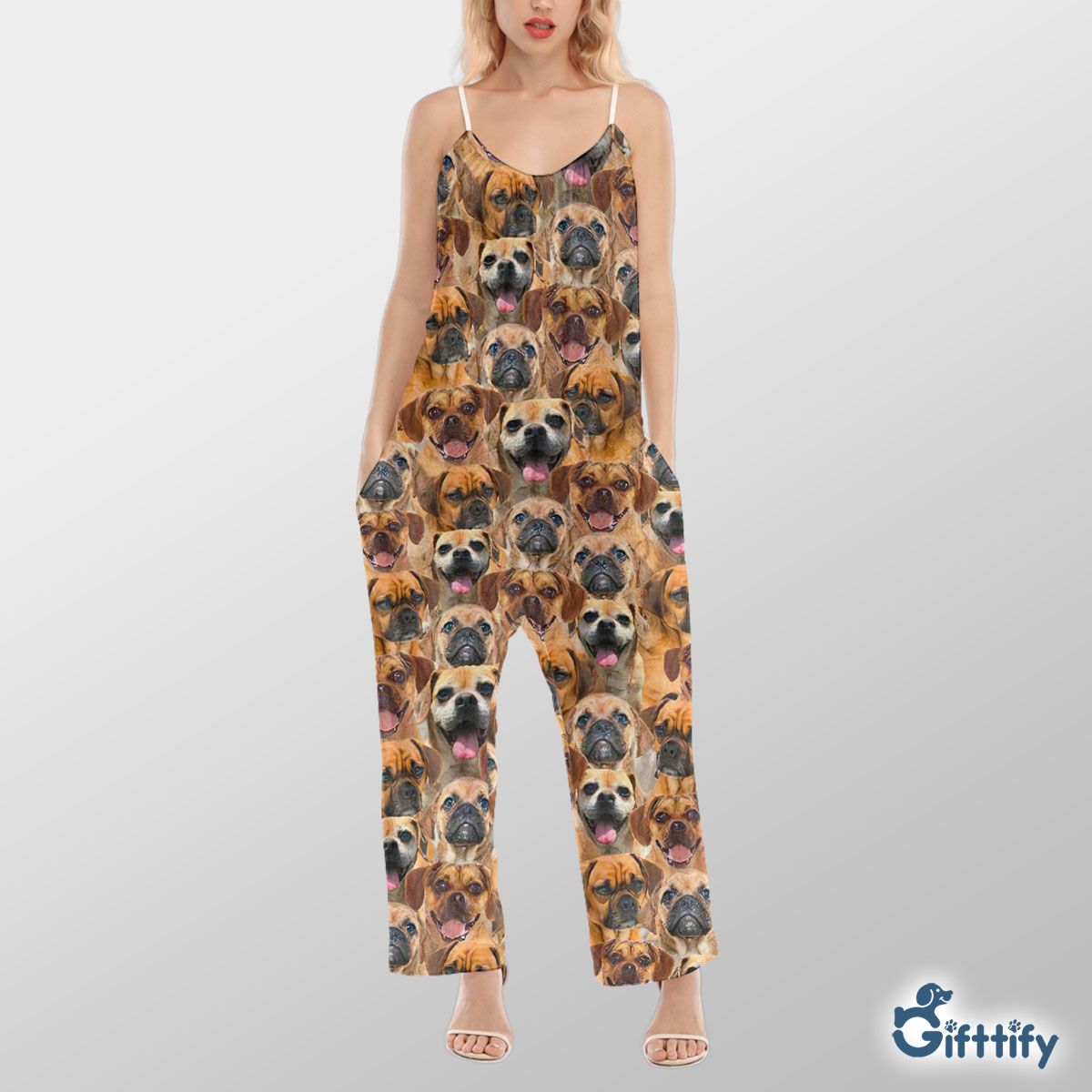 Puggle A Punch Of Lovely Dogs Cami Jumpsuit