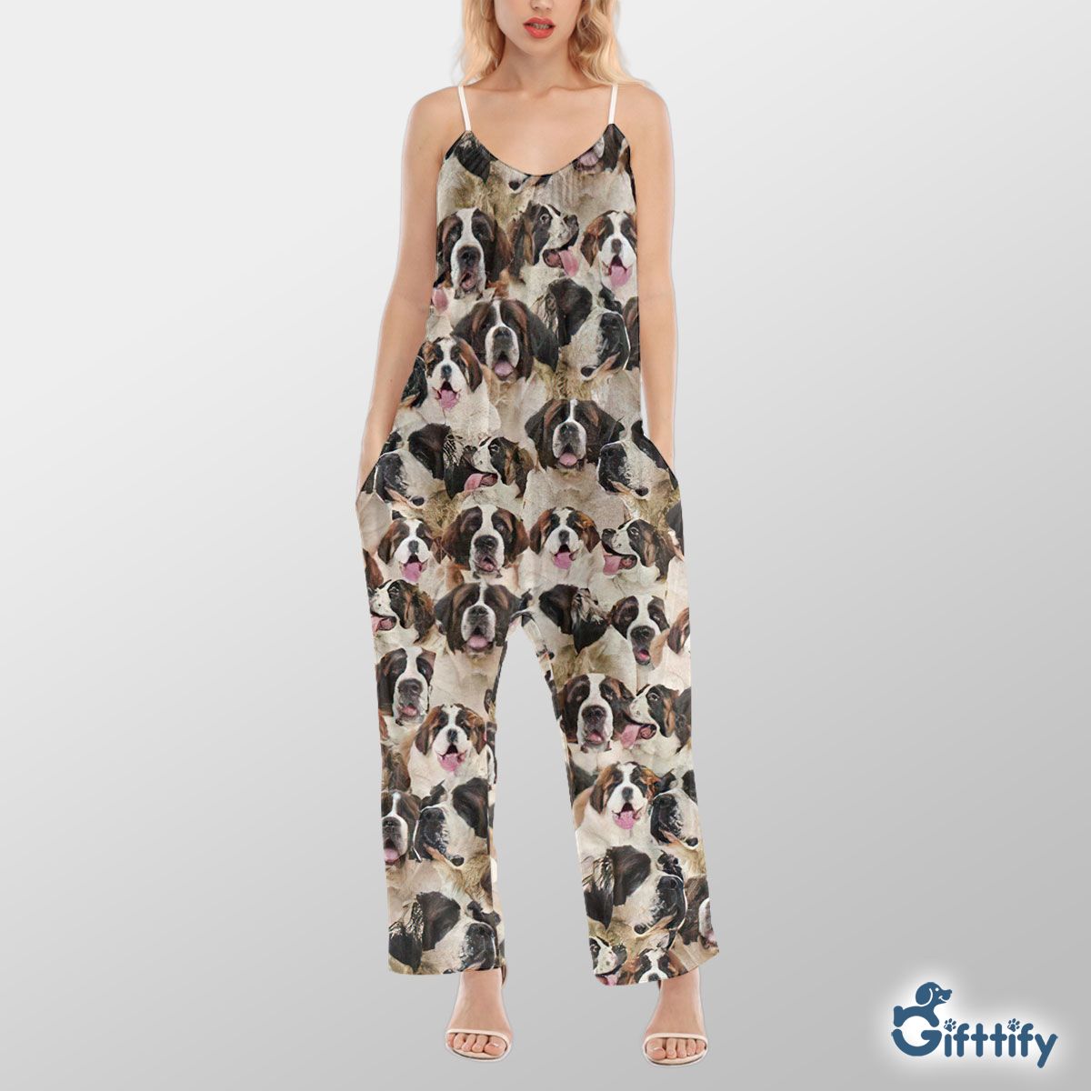 St Bernard A Punch Of Lovely Dogs Cami Jumpsuit