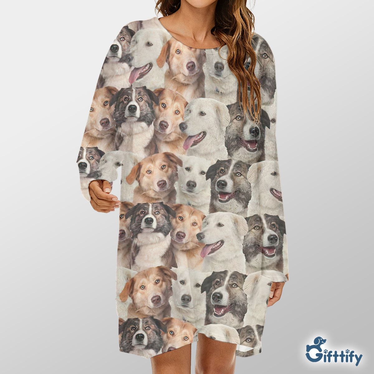 Aidi A Punch Of Lovely Dogs Loose Crew Neck Dress