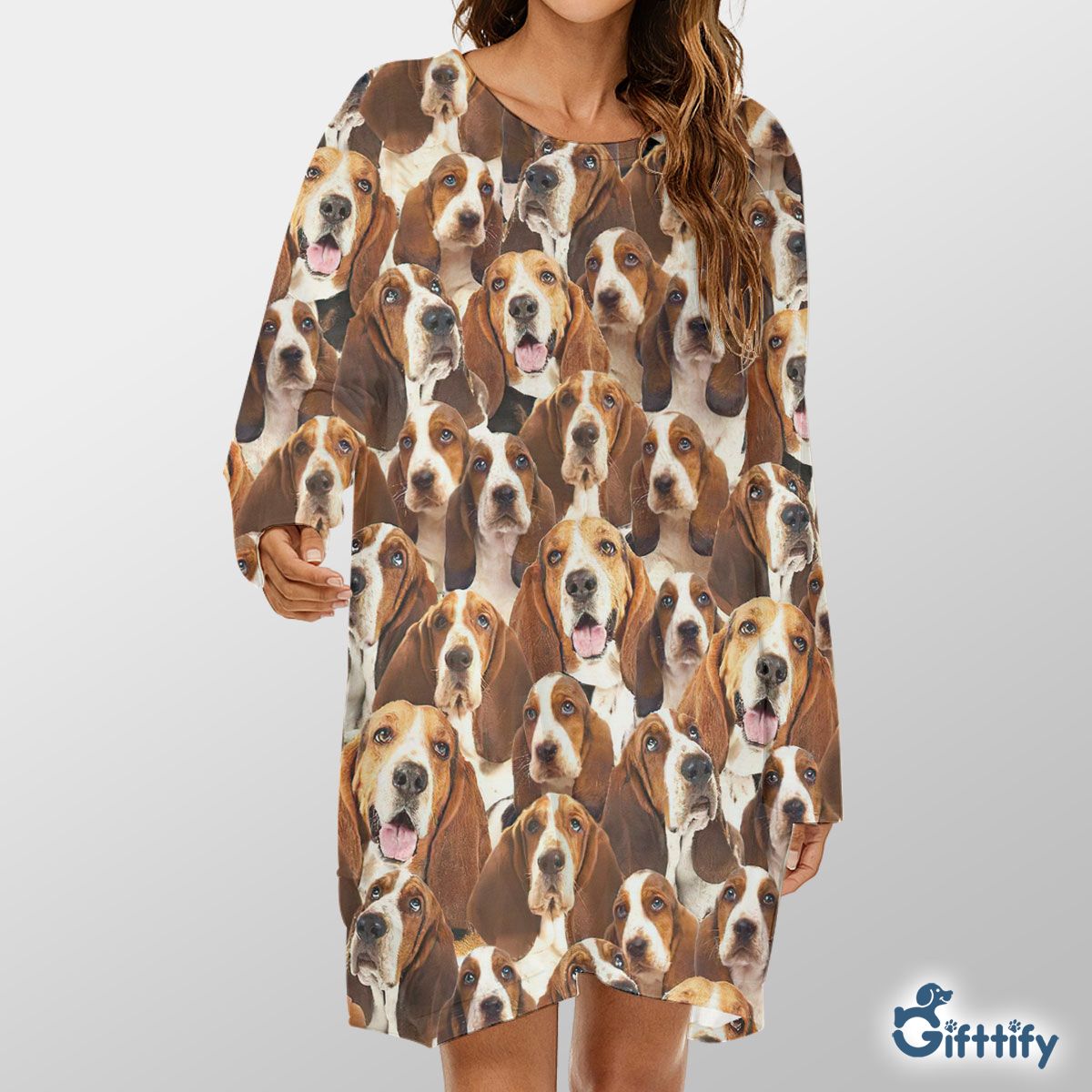 Basset Hound A Punch Of Lovely Dogs Loose Crew Neck Dress