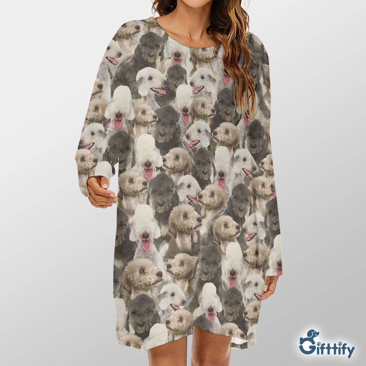 Bedlington Terrier A Punch Of Lovely Dogs Loose Crew Neck Dress