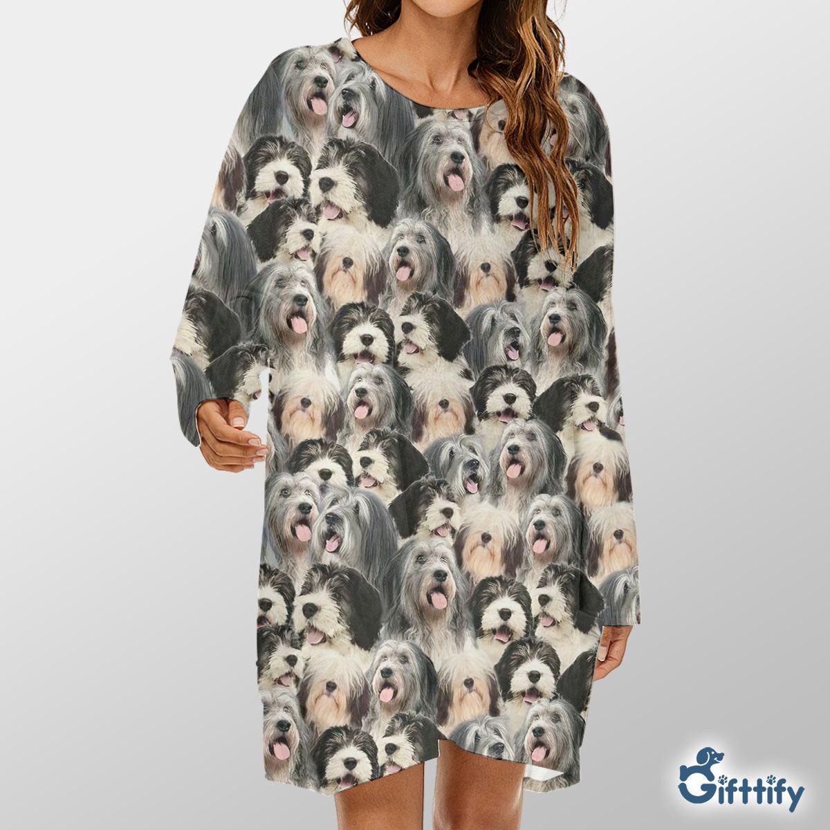 Blank Poli A Punch Of Lovely Dogs Loose Crew Neck Dress