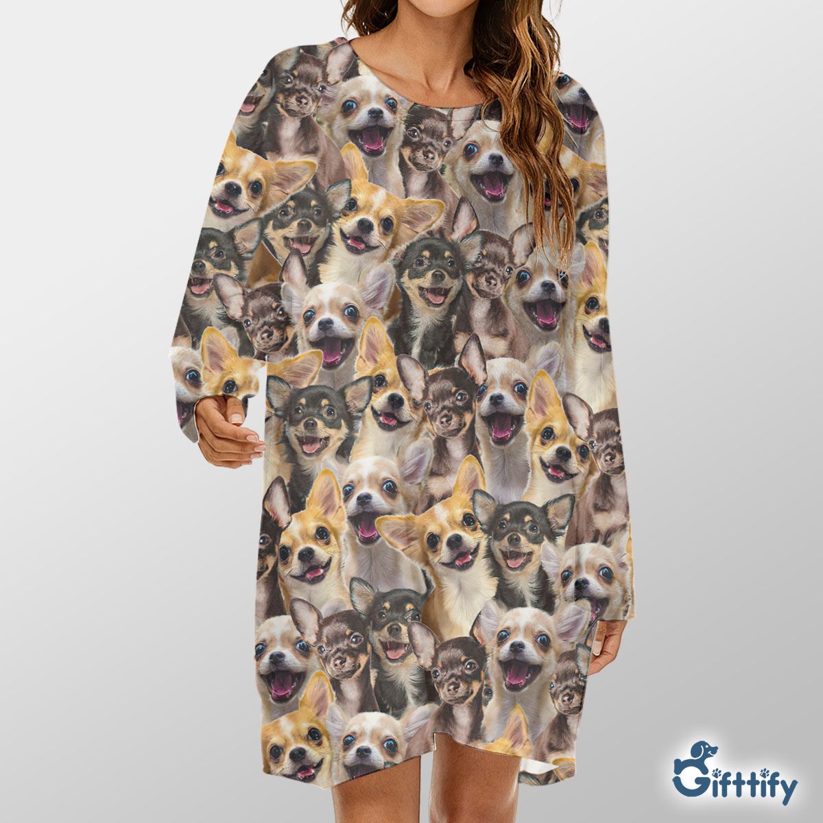 Chihuahua A Punch Of Lovely Dogs Loose Crew Neck Dress