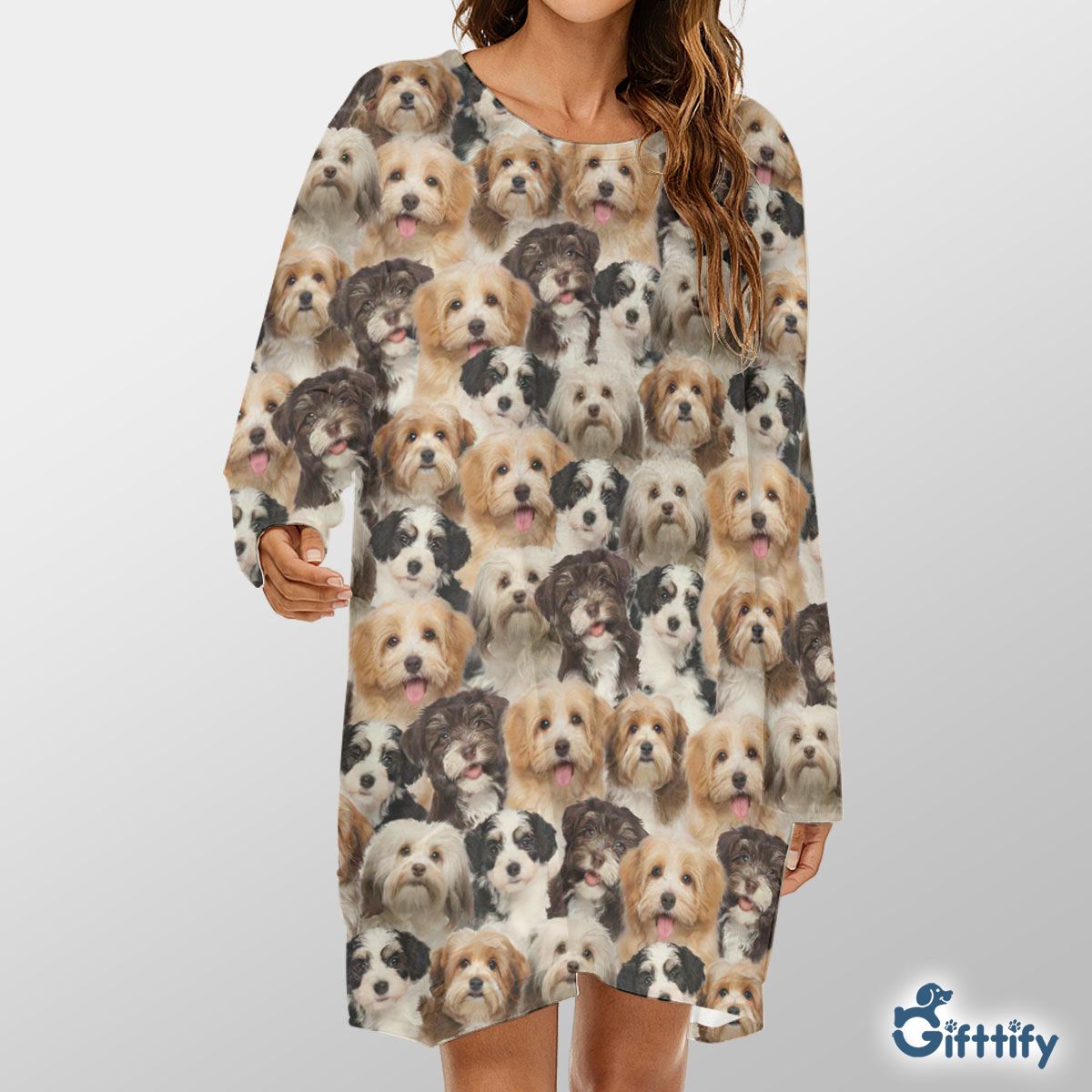 Havanese A Punch Of Lovely Dogs Loose Crew Neck Dress