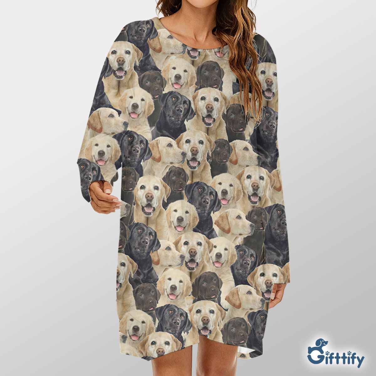 Labrador A Punch Of Lovely Dogs Loose Crew Neck Dress