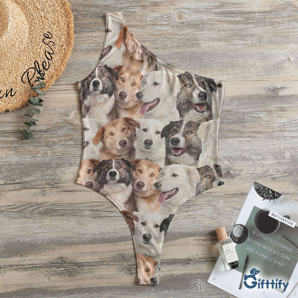 Aidi A Punch Of Lovely Dogs One Shoulder Bodysuit