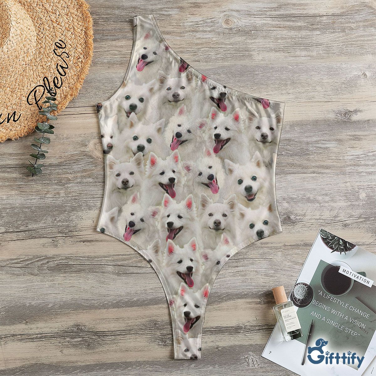 American Eskimo A Punch Of Lovely Dogs One Shoulder Bodysuit