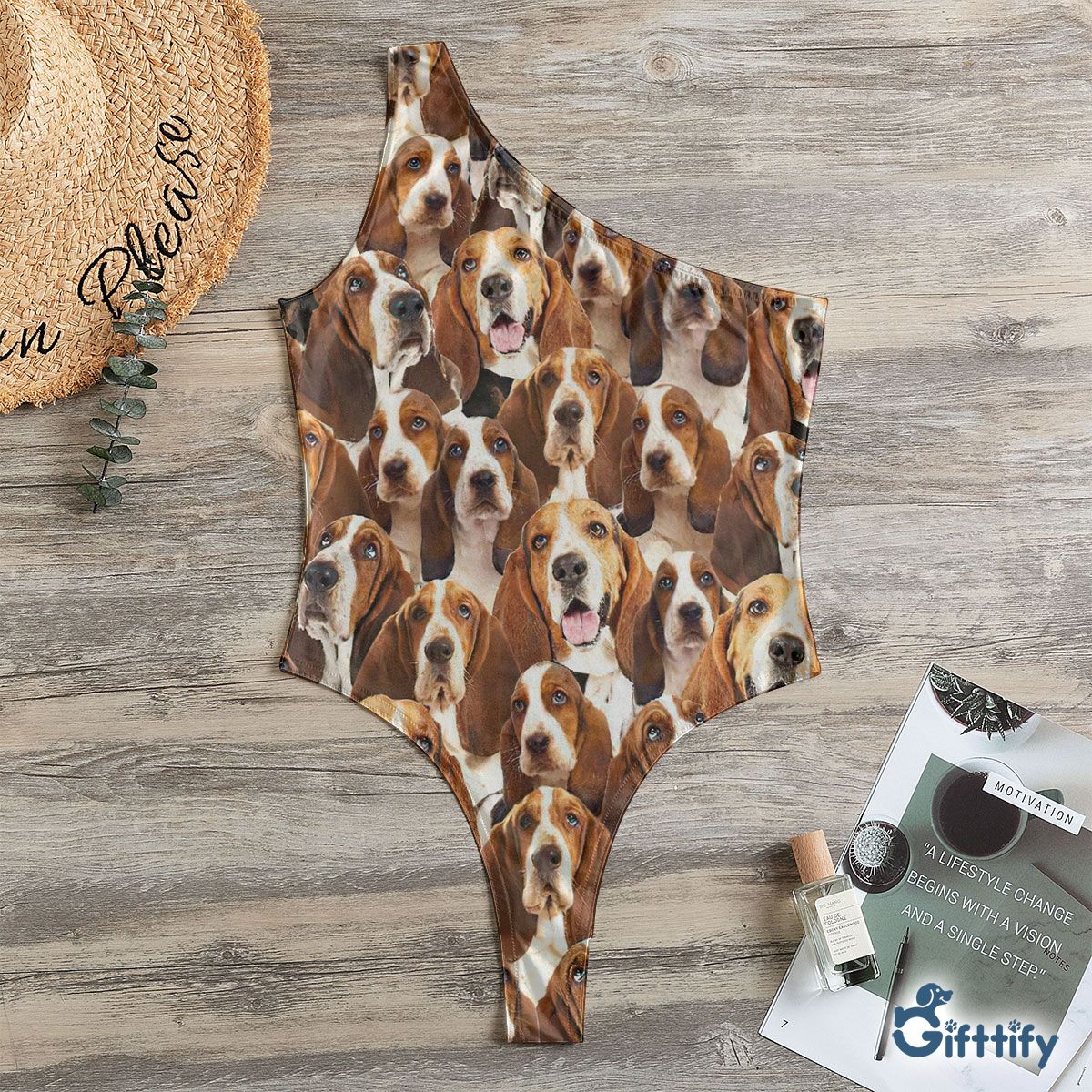 Basset Hound A Punch Of Lovely Dogs One Shoulder Bodysuit