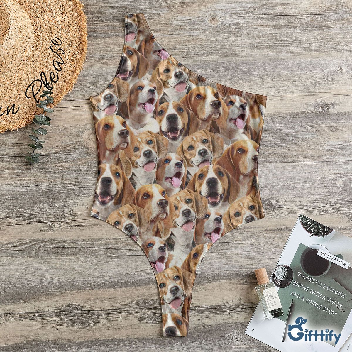 Blank Beag A Punch Of Lovely Dogs One Shoulder Bodysuit