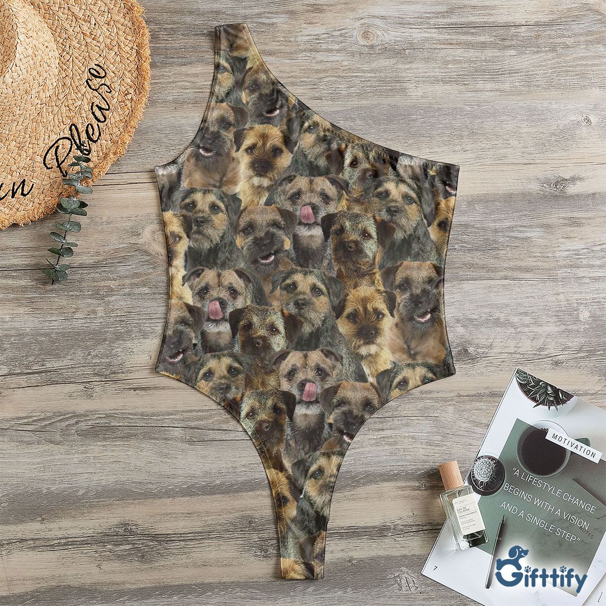 Blank Bord A Punch Of Lovely Dogs One Shoulder Bodysuit