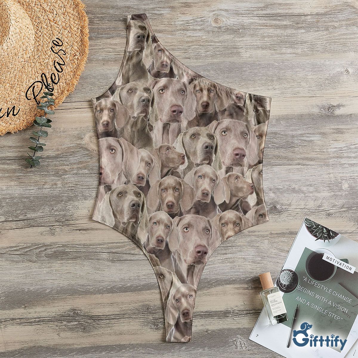 Blank Weim A Punch Of Lovely Dogs One Shoulder Bodysuit