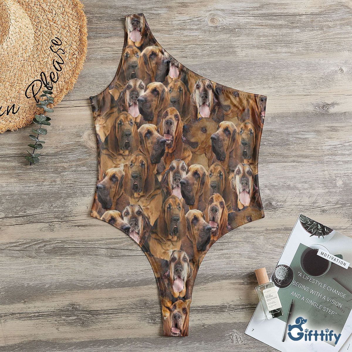 Bloodhound A Punch Of Lovely Dogs One Shoulder Bodysuit