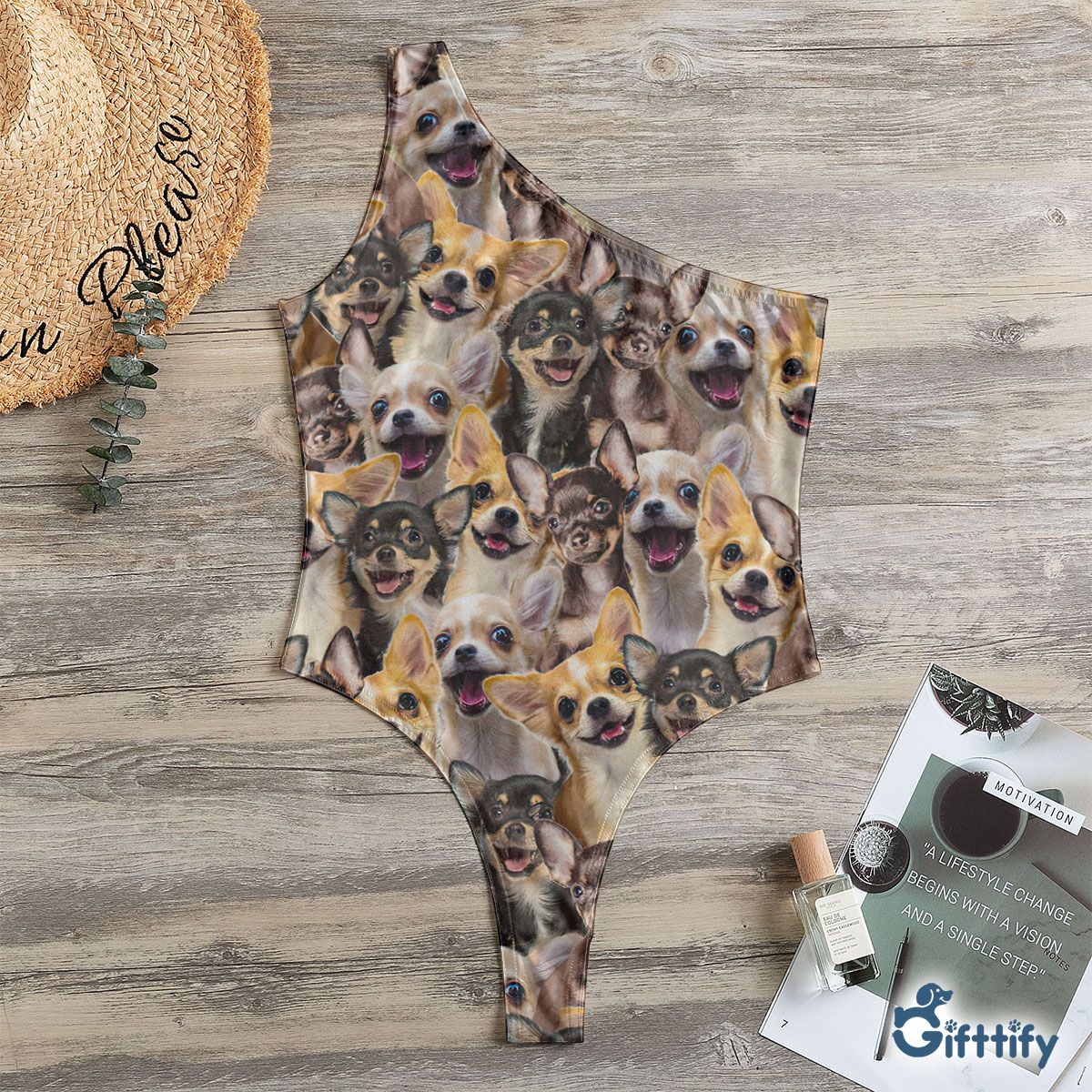 Chihuahua A Punch Of Lovely Dogs One Shoulder Bodysuit