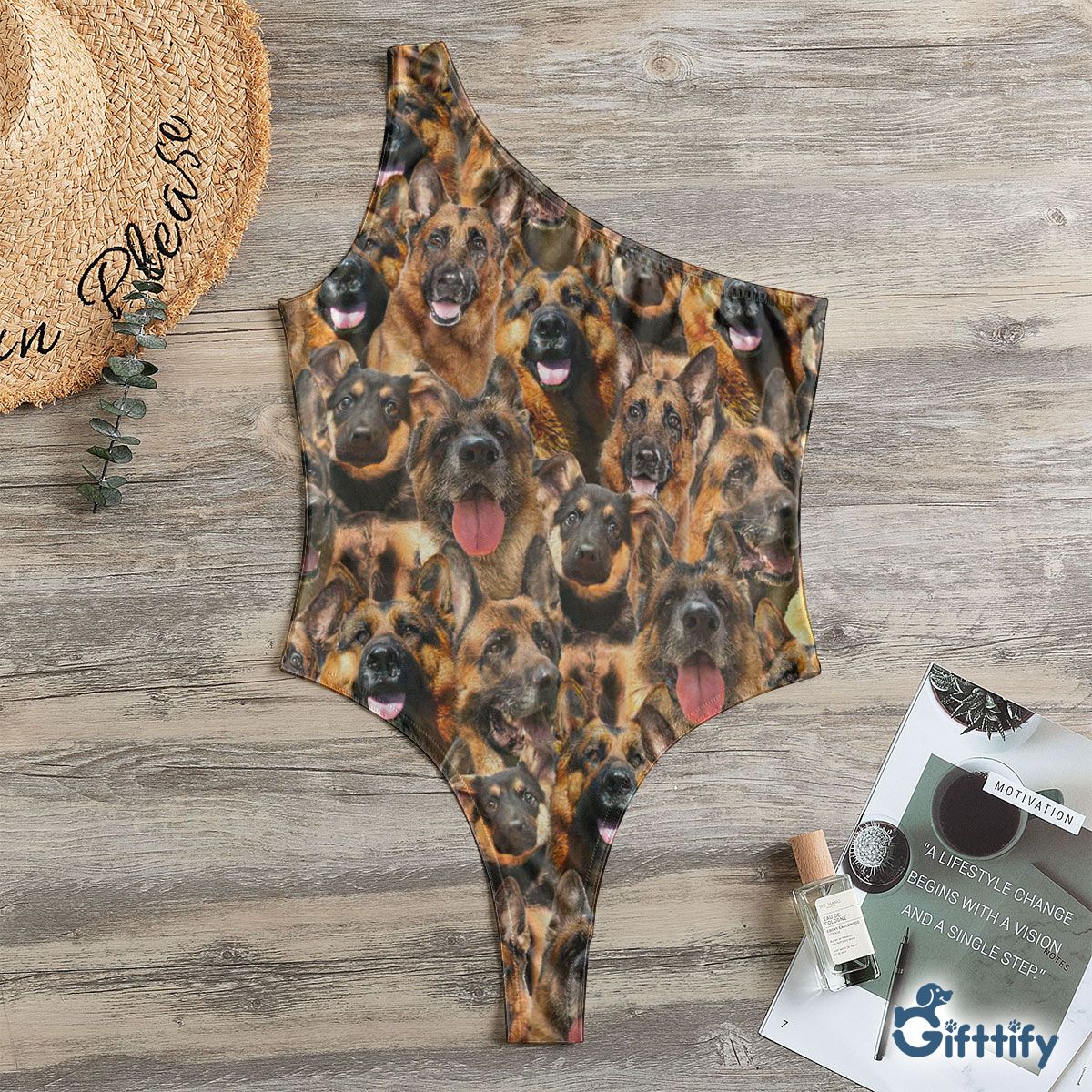 German Shepherd A Punch Of Lovely Dogs One Shoulder Bodysuit