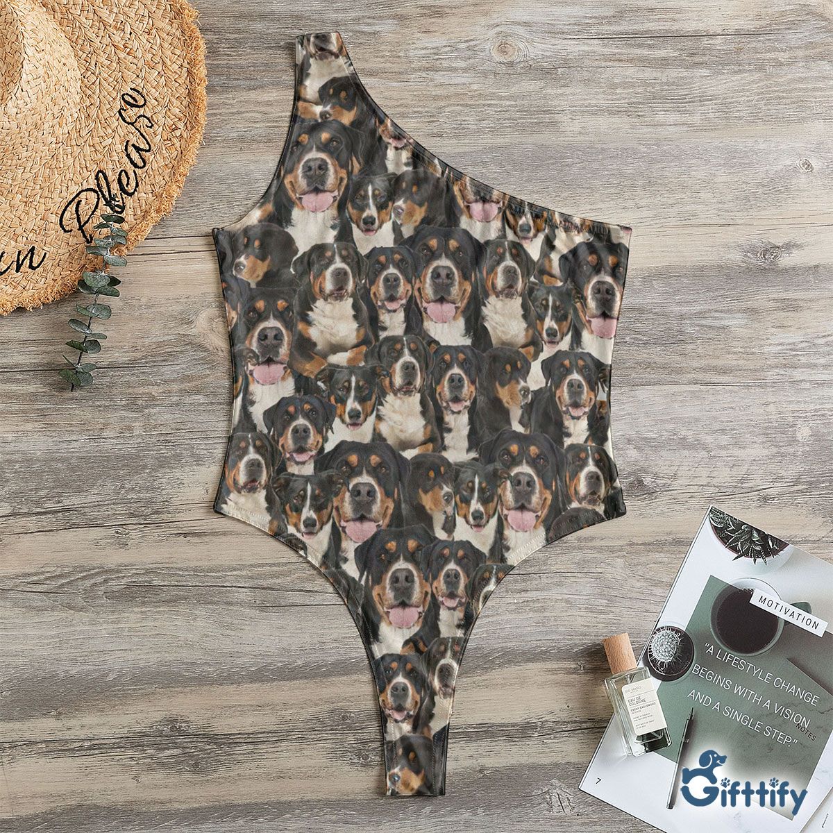 Greater Swiss Mountain A Punch Of Lovely Dogs One Shoulder Bodysuit