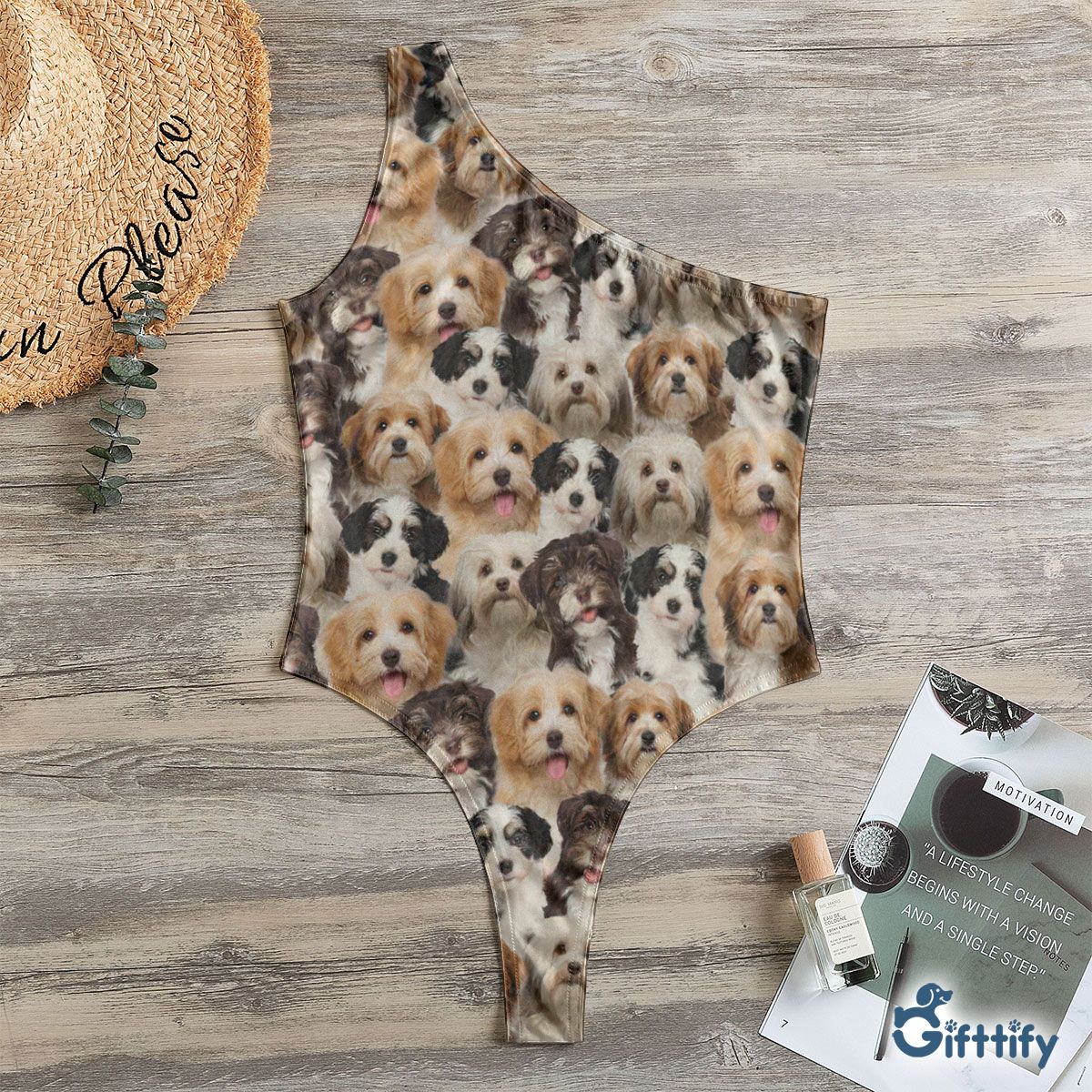 Havanese A Punch Of Lovely Dogs One Shoulder Bodysuit