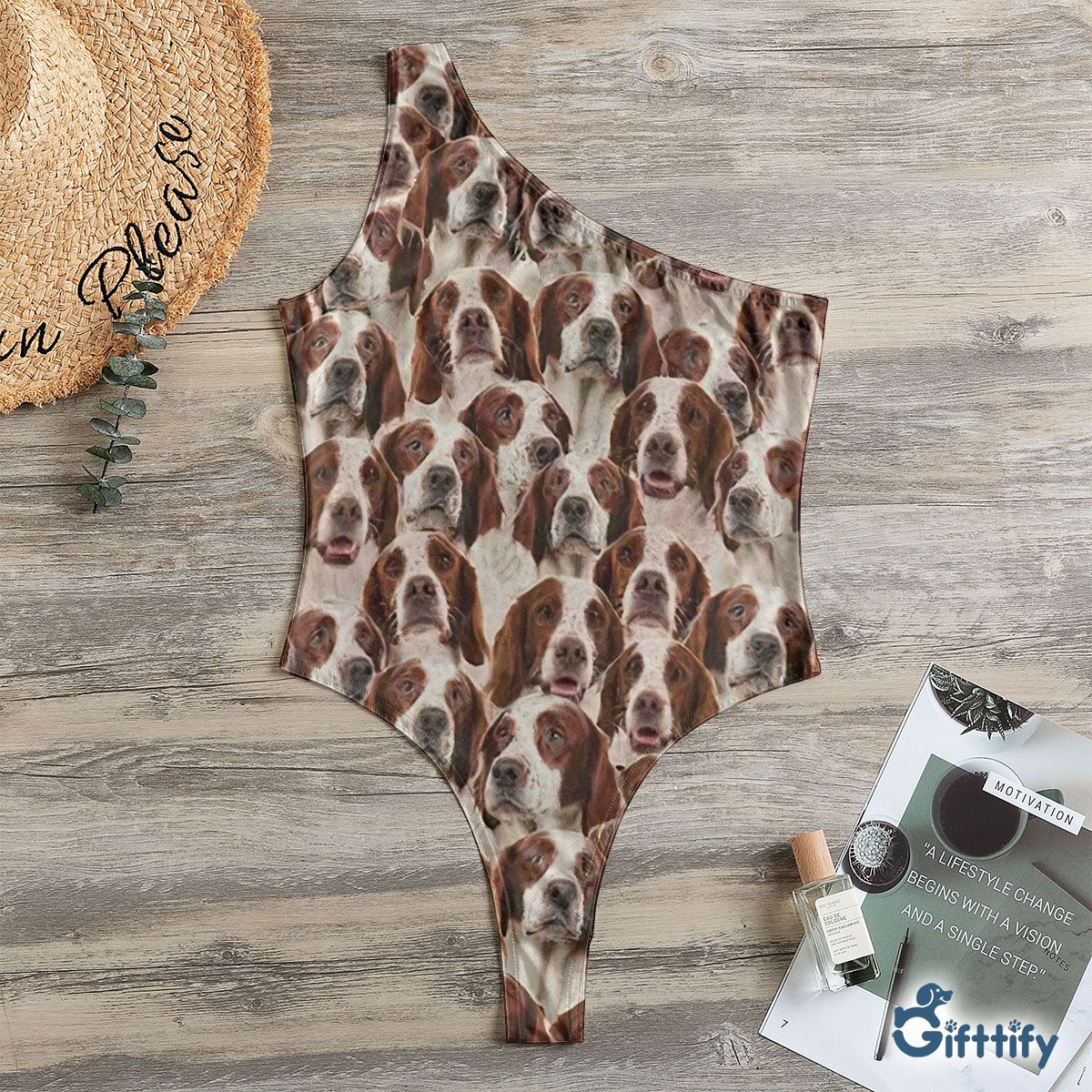 Irish Red And White Setter A Punch Of Lovely Dogs One Shoulder Bodysuit