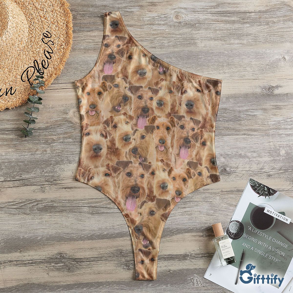 Irish Terrier A Punch Of Lovely Dogs One Shoulder Bodysuit