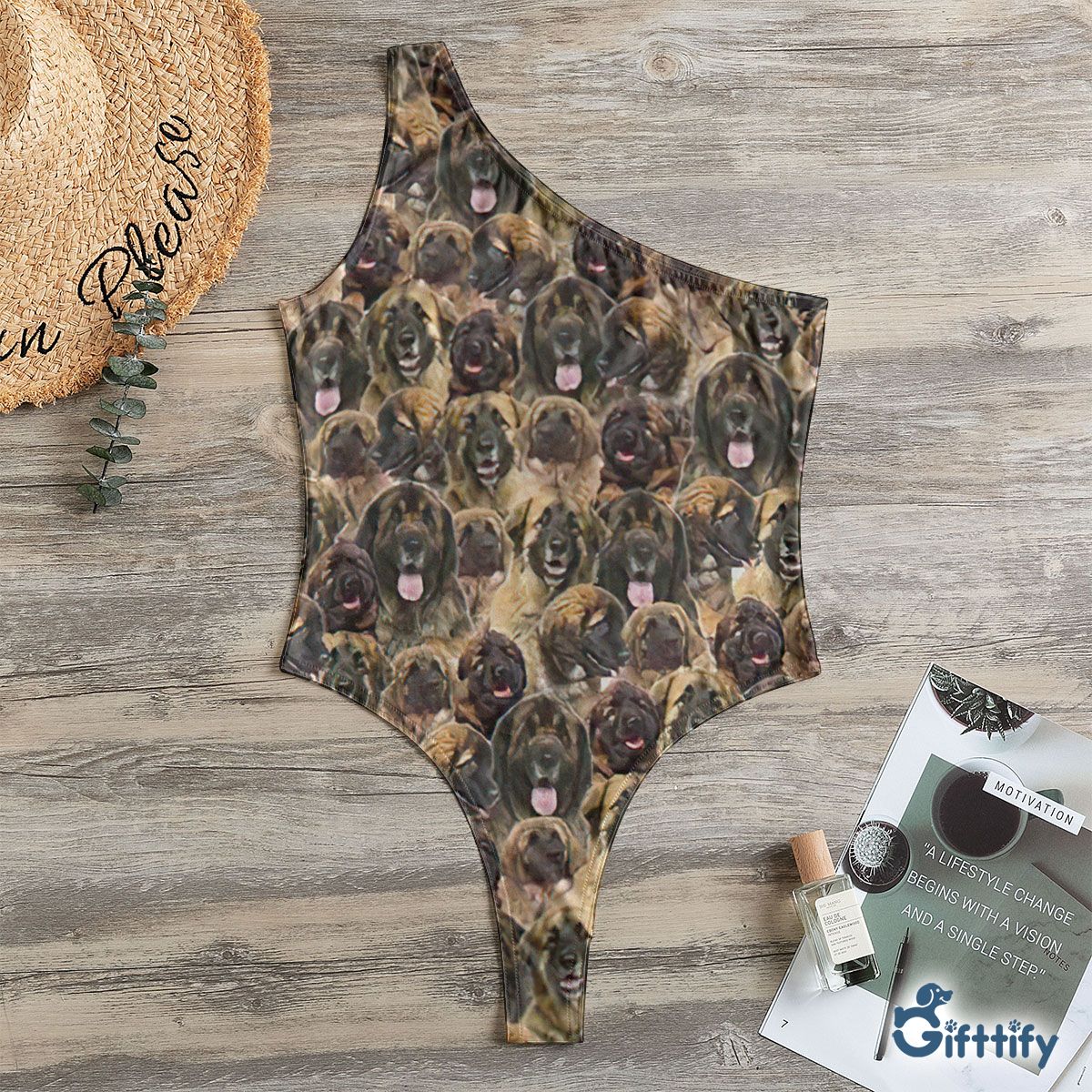 Leonberger A Punch Of Lovely Dogs One Shoulder Bodysuit