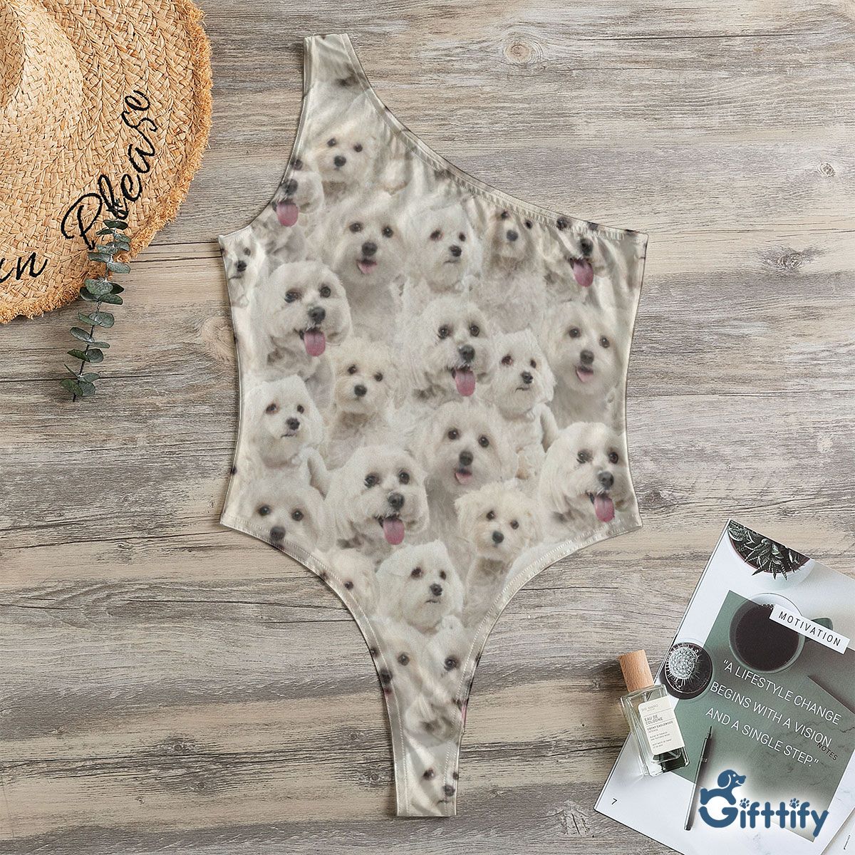 Maltese A Punch Of Lovely Dogs One Shoulder Bodysuit