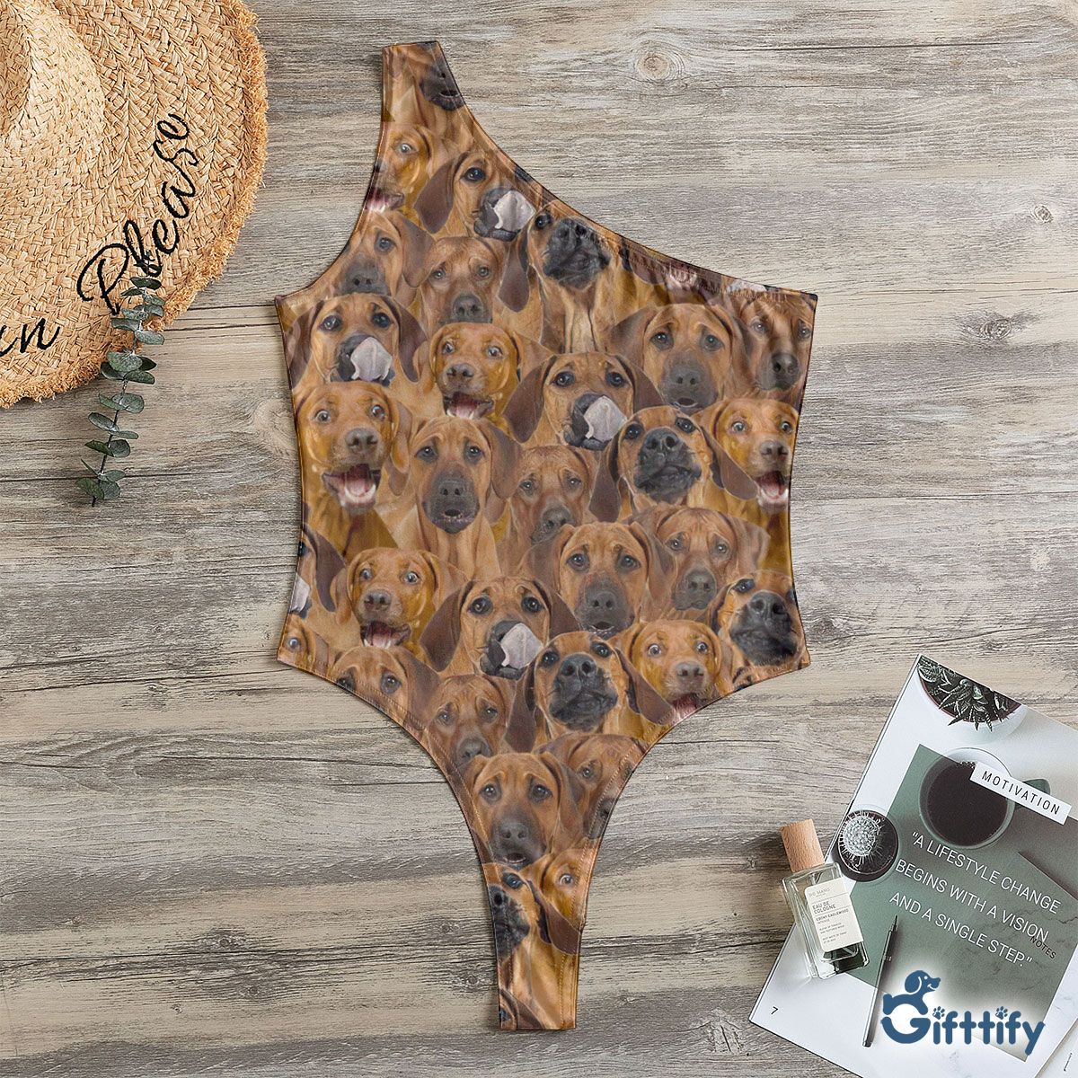 Rhodesian Ridgeback A Punch Of Lovely Dogs One Shoulder Bodysuit