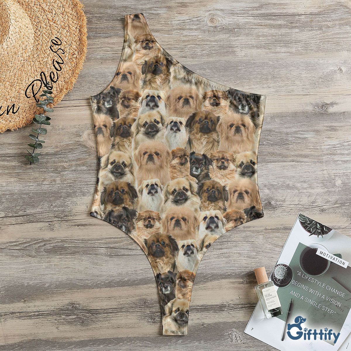 Tibe A Punch Of Lovely Dogs One Shoulder Bodysuit