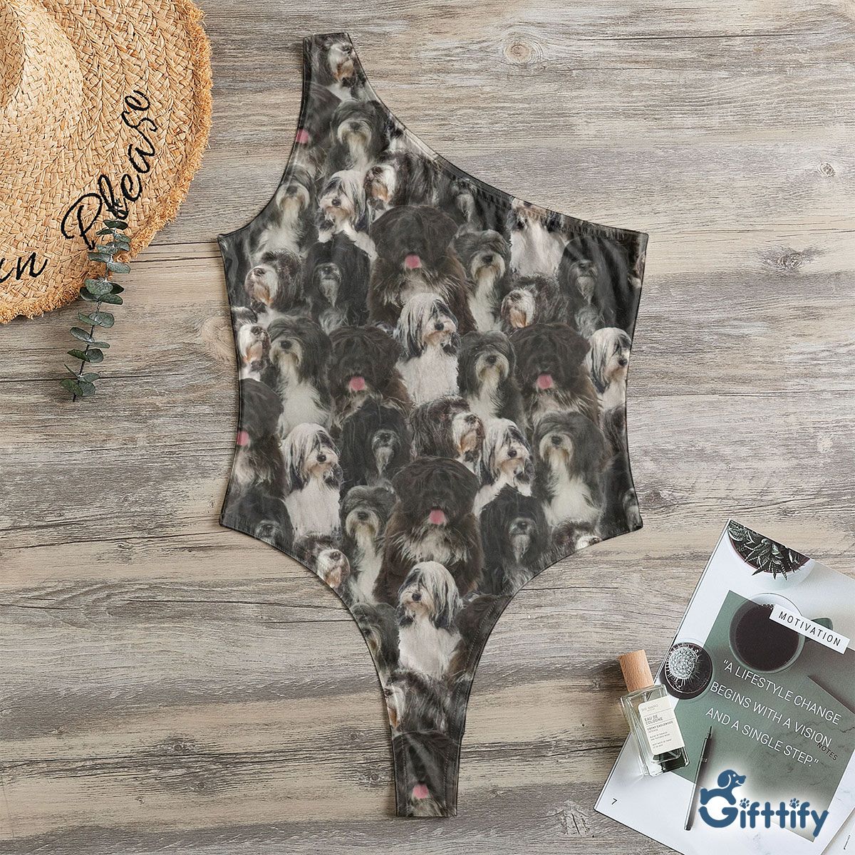 Tibetan Terrier A Punch Of Lovely Dogs One Shoulder Bodysuit