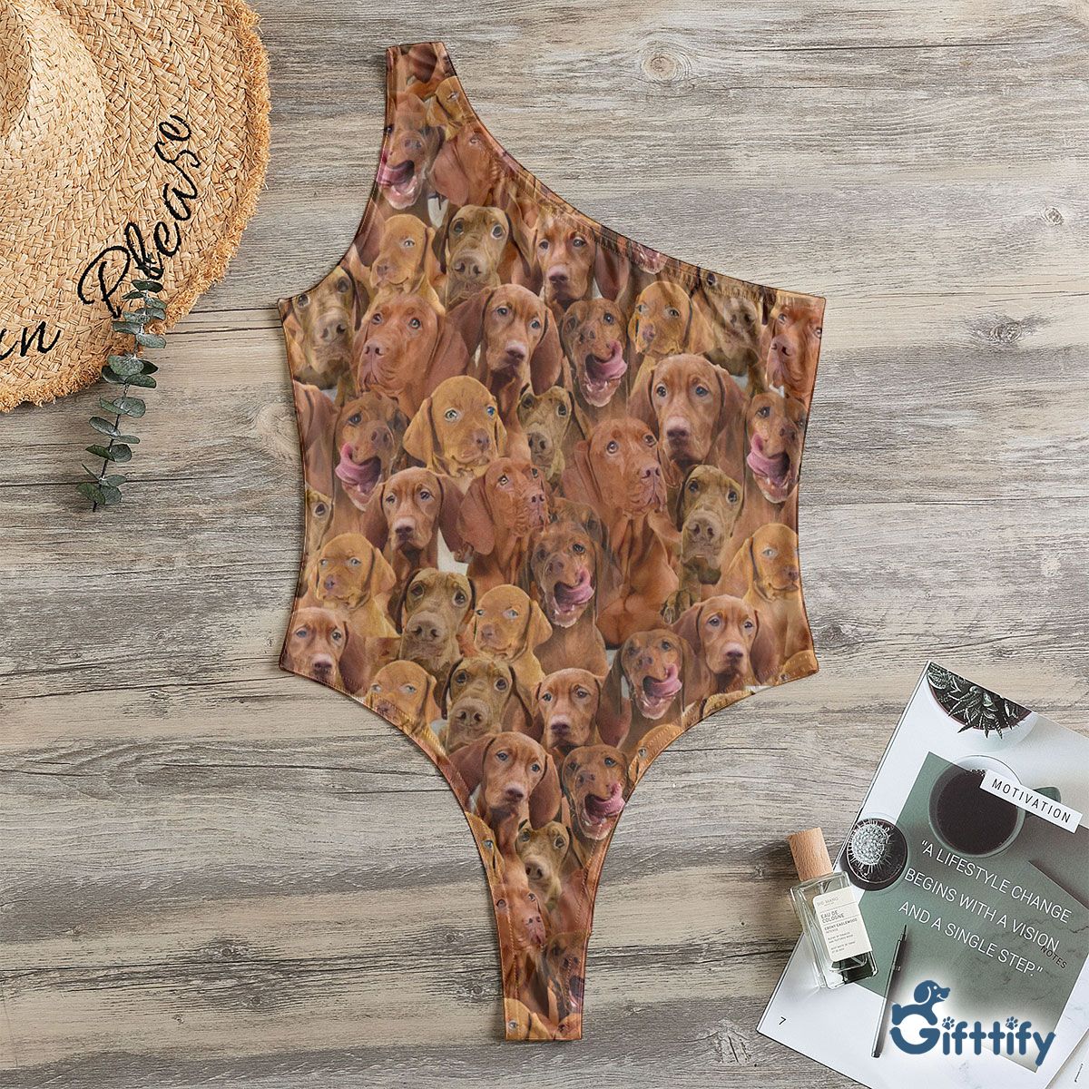 Vizsla A Punch Of Lovely Dogs One Shoulder Bodysuit