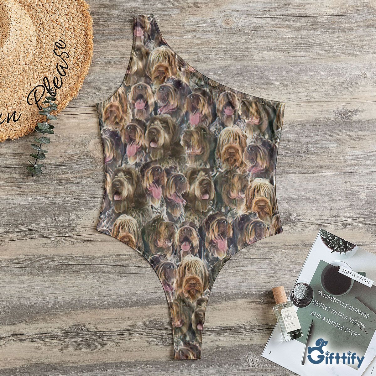 Wirehaired Pointing Griffon A Punch Of Lovely Dogs One Shoulder Bodysuit