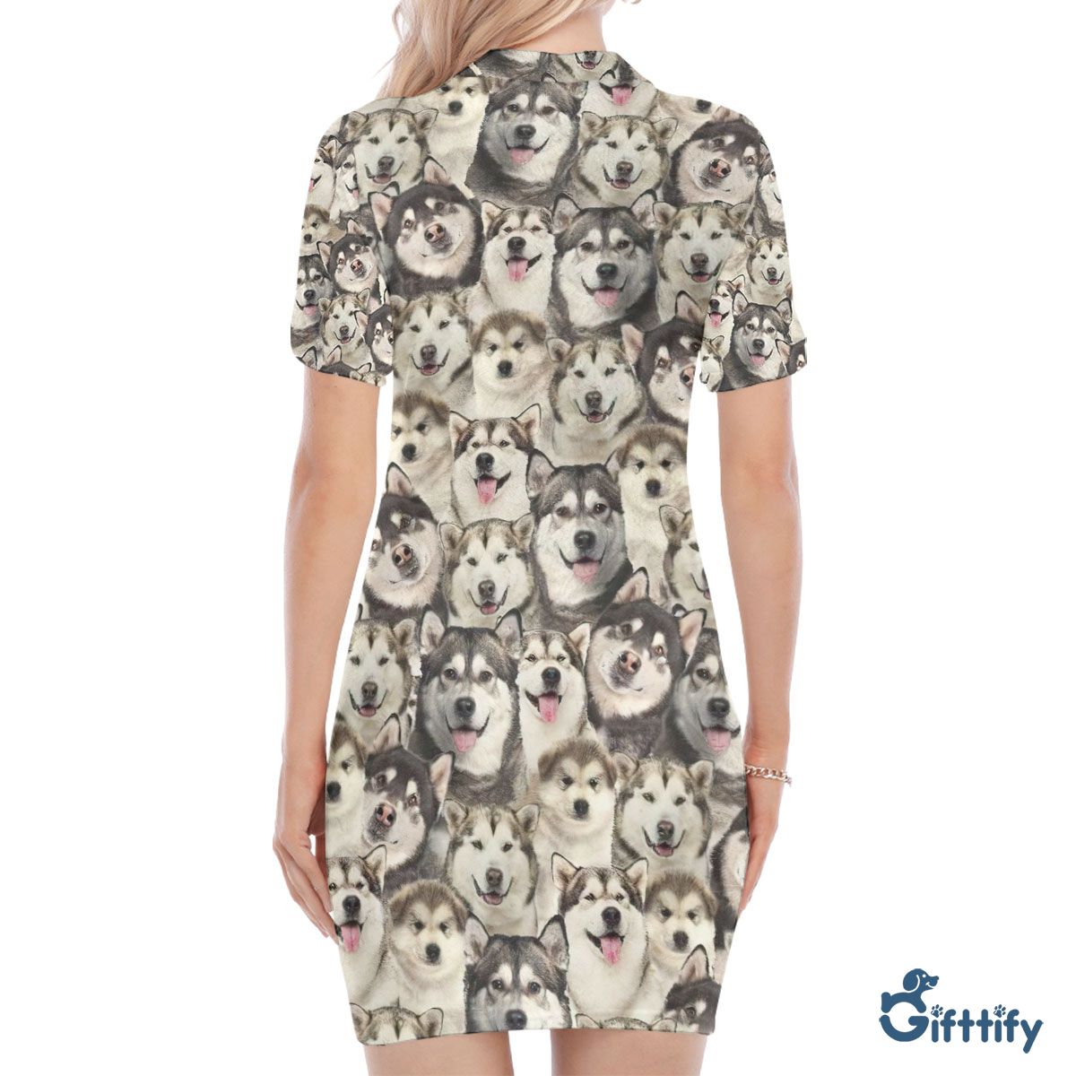 Alaskan Malamute A Punch Of Lovely Dogs Polo Collar Dress