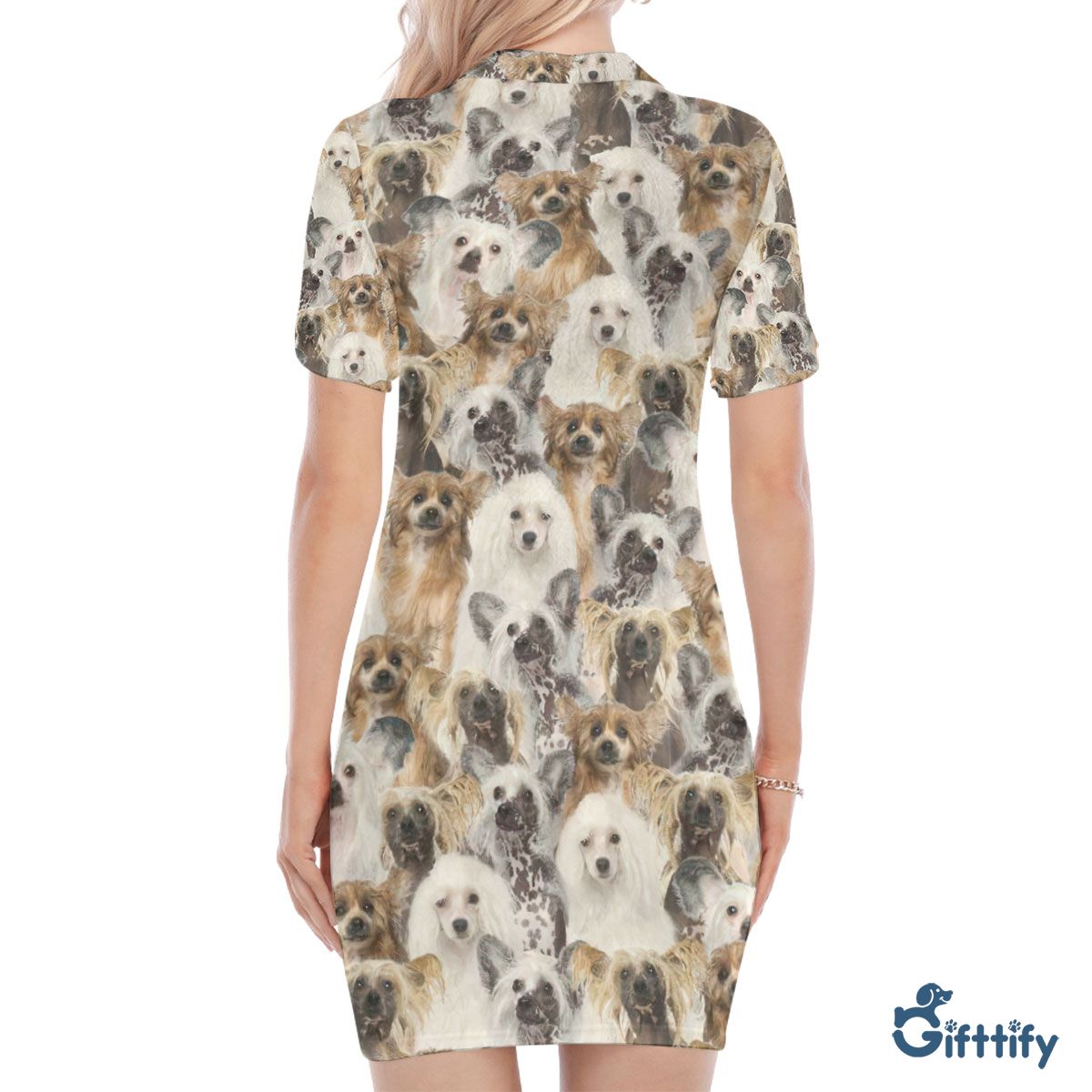 Chinese Crested A Punch Of Lovely Dogs Polo Collar Dress