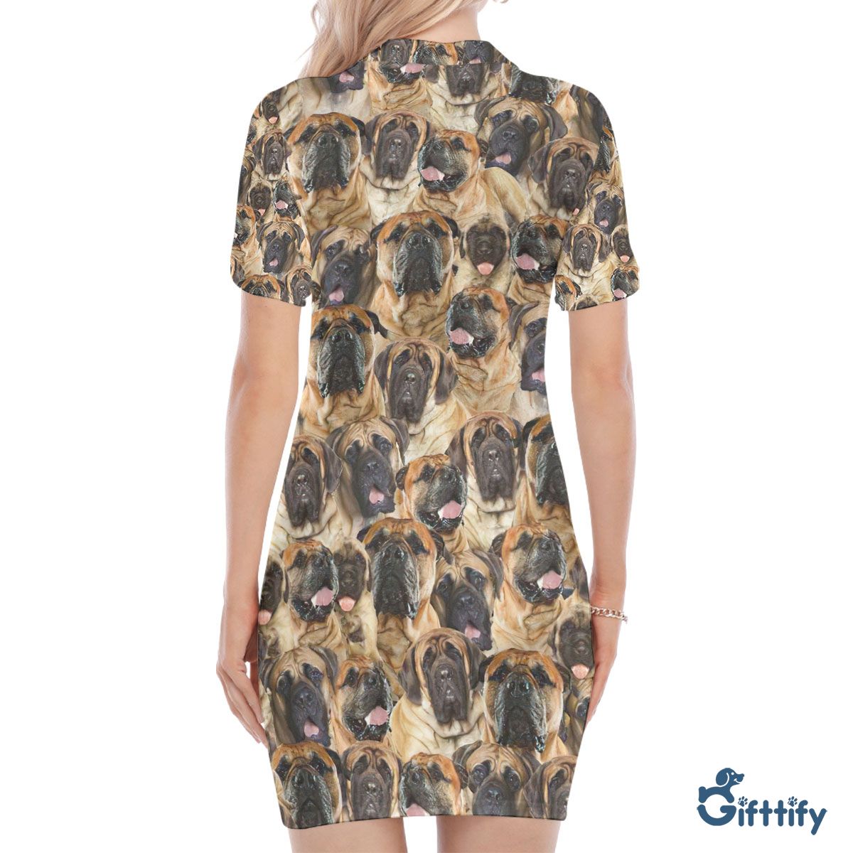 English Mastiff A Punch Of Lovely Dogs Polo Collar Dress