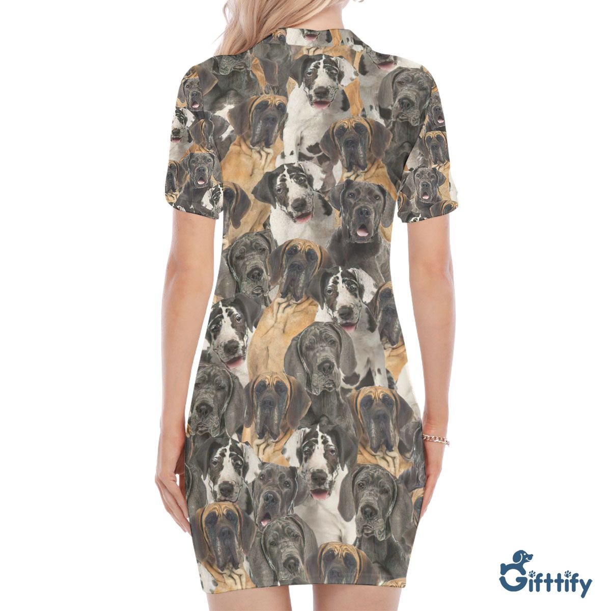 Great Dane A Punch Of Lovely Dogs Polo Collar Dress