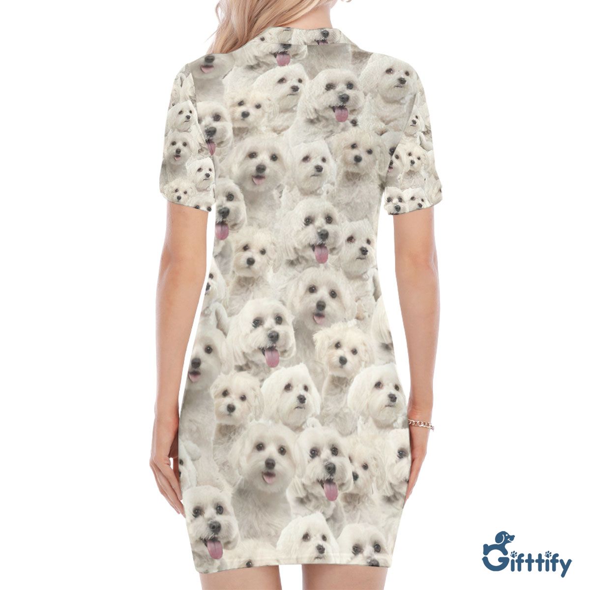 Maltese A Punch Of Lovely Dogs Polo Collar Dress