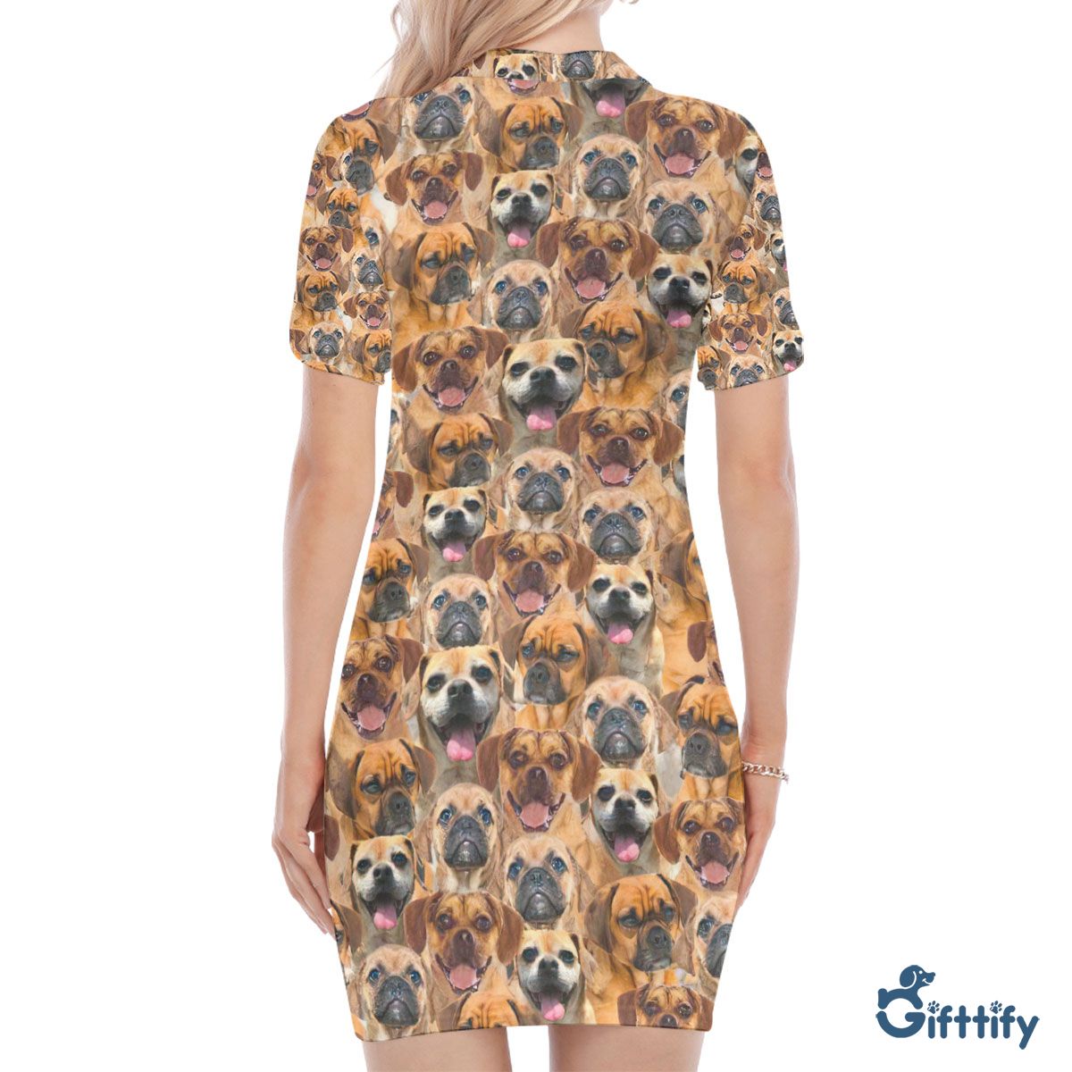 Puggle A Punch Of Lovely Dogs Polo Collar Dress