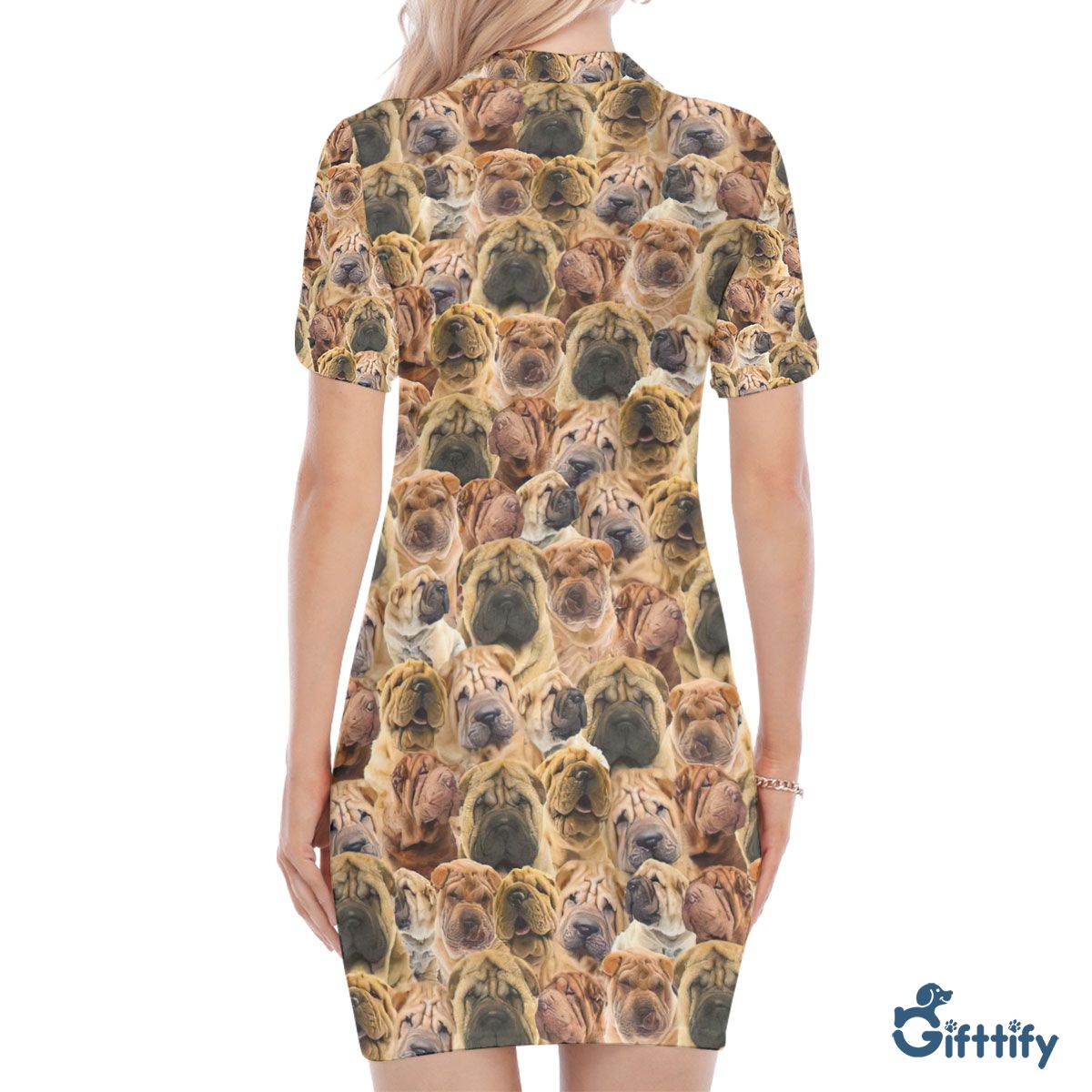 Shar Pei A Punch Of Lovely Dogs Polo Collar Dress