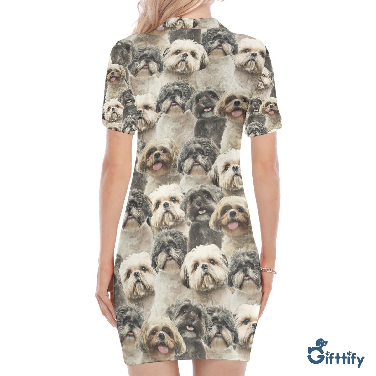 Shih Tzu A Punch Of Lovely Dogs Polo Collar Dress