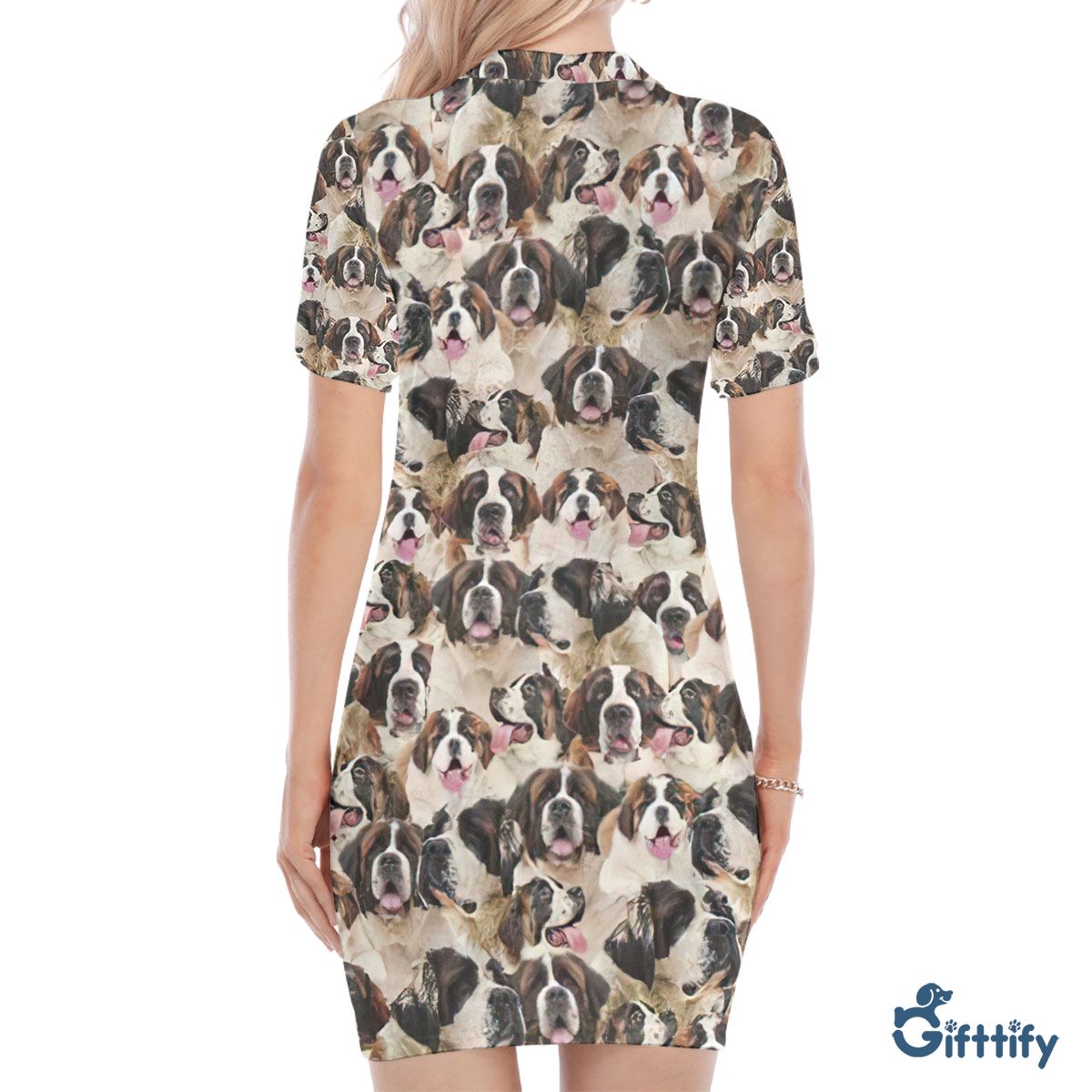 St Bernard A Punch Of Lovely Dogs Polo Collar Dress