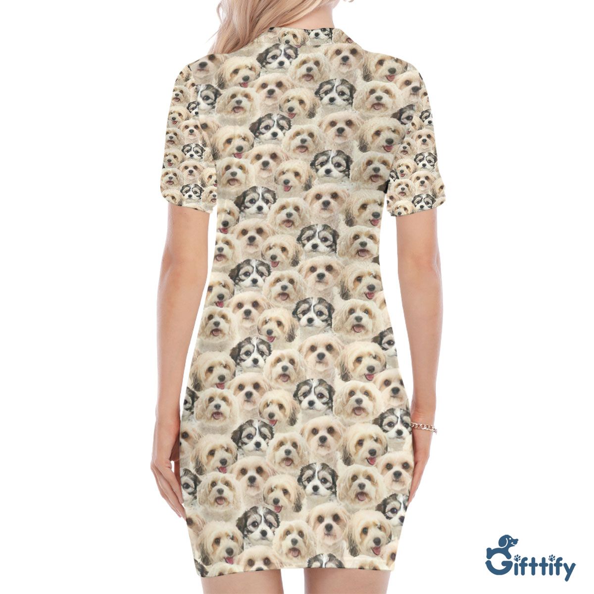 Vxcvxcv Capo A Punch Of Lovely Dogs Polo Collar Dress