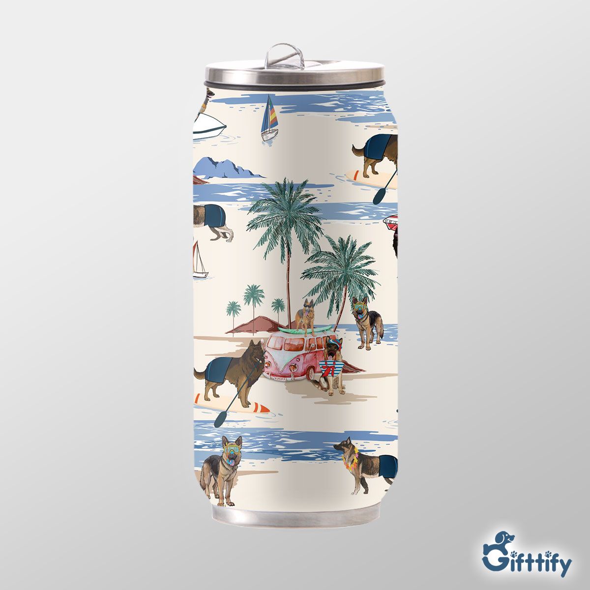 Tervuren Can Thermos Cup - Dog Beach, Boating, Relaxing, Sunbathing, Snorkeling, Summer Beach Vacation Can Thermos Cup