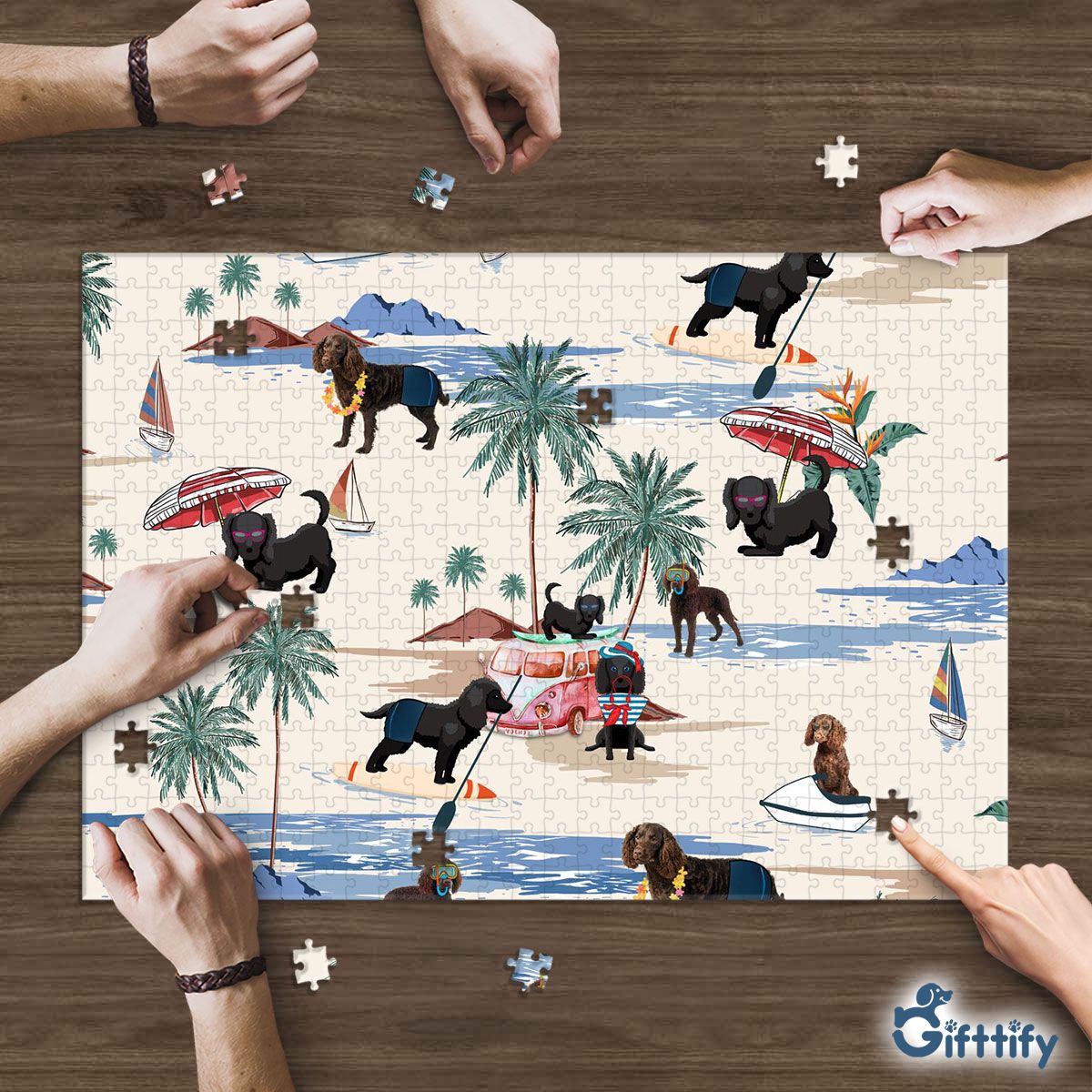 American Water Spaniel Puzzle - Dog Beach, Boating, Relaxing, Sunbathing, Snorkeling, Summer Beach Vacation Puzzle