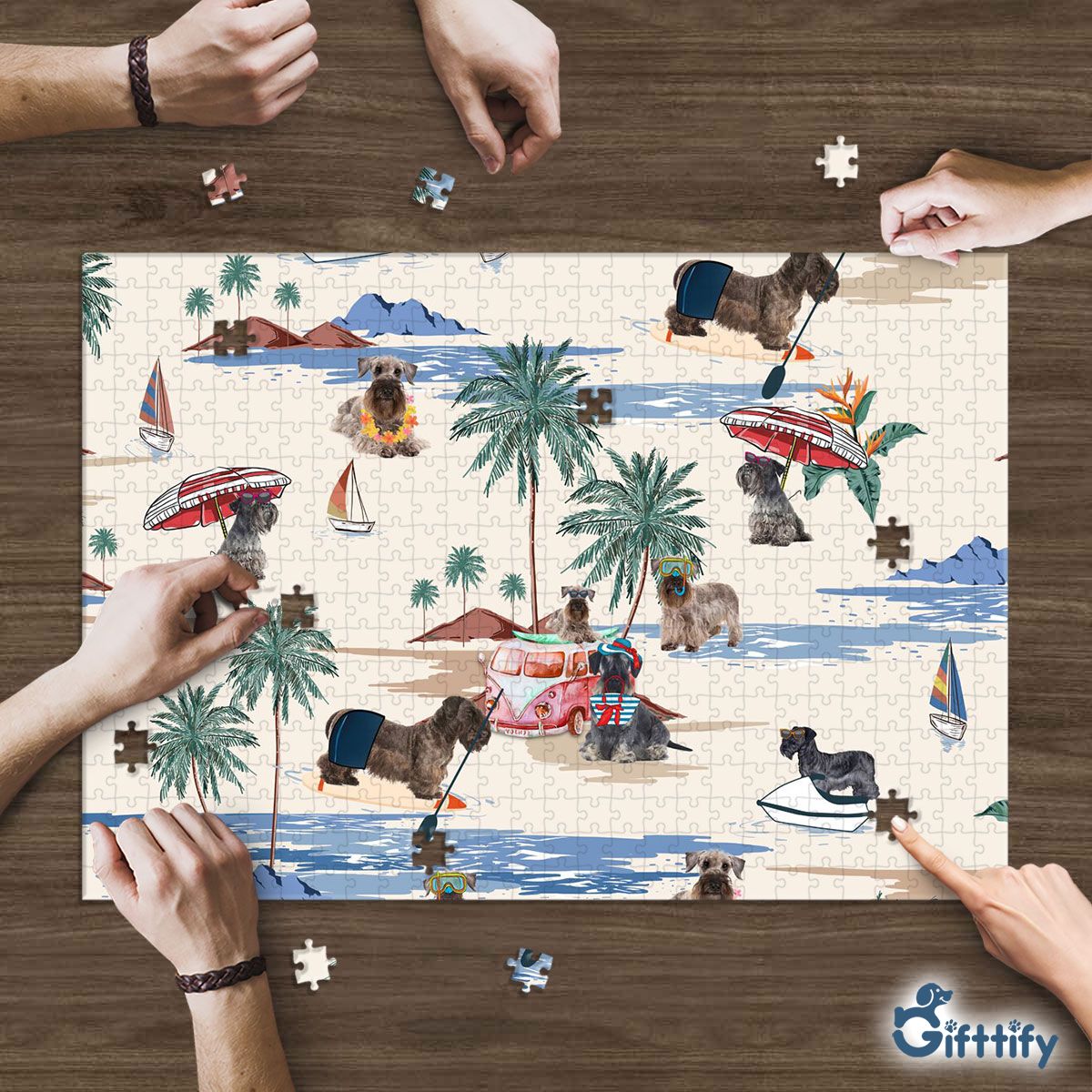 Cesky Terrier Puzzle - Dog Beach, Boating, Relaxing, Sunbathing, Snorkeling, Summer Beach Vacation Puzzle